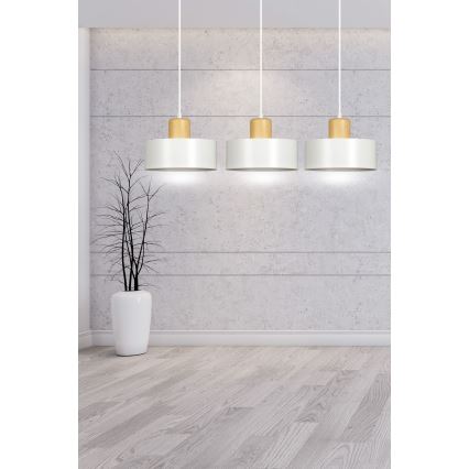 Lampadario a sospensione con filo TORIN 3xE27/15W/230V bianco