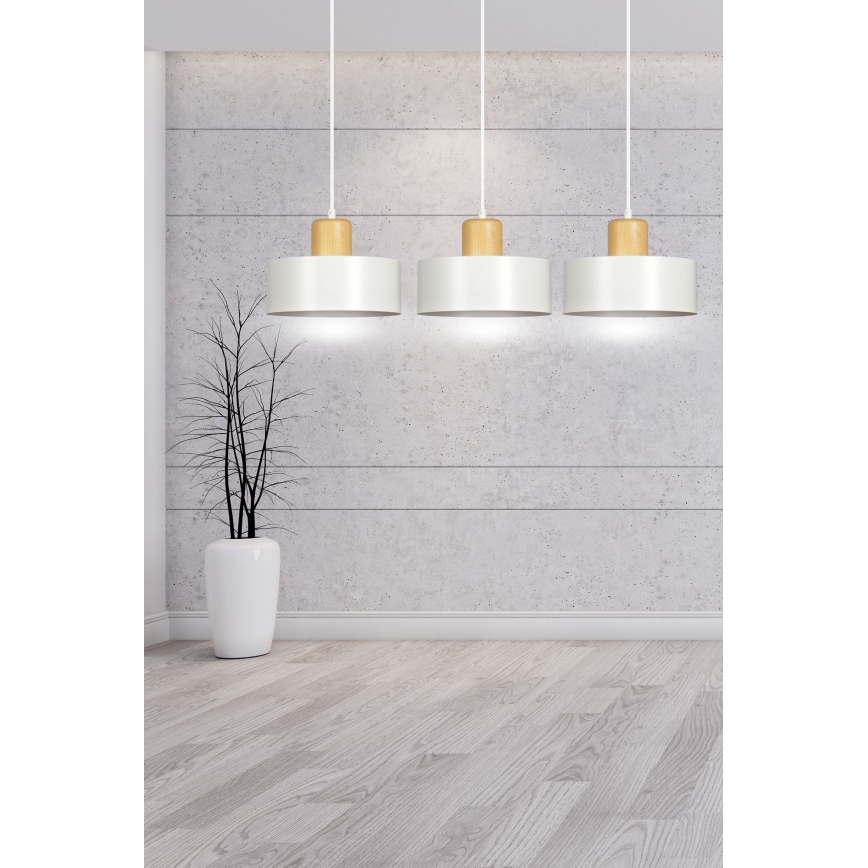 Lampadario a sospensione con filo TORIN 3xE27/15W/230V bianco