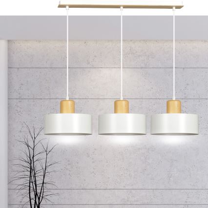 Lampadario a sospensione con filo TORIN 3xE27/15W/230V bianco
