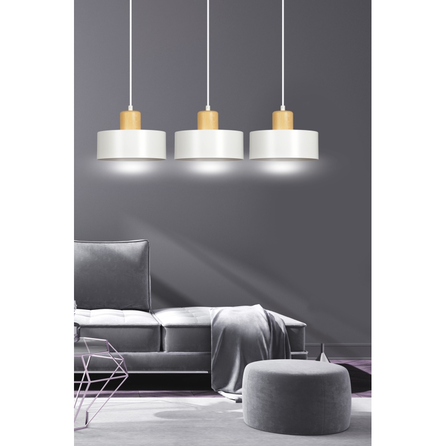 Lampadario a sospensione con filo TORIN 3xE27/15W/230V bianco