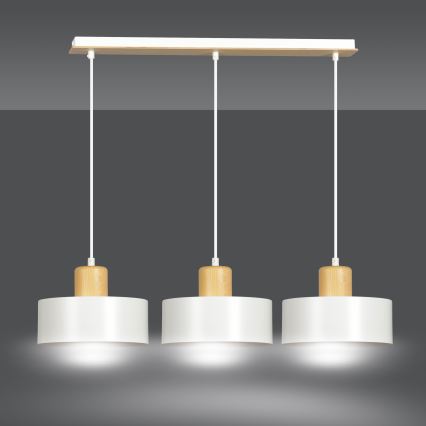 Lampadario a sospensione con filo TORIN 3xE27/15W/230V bianco