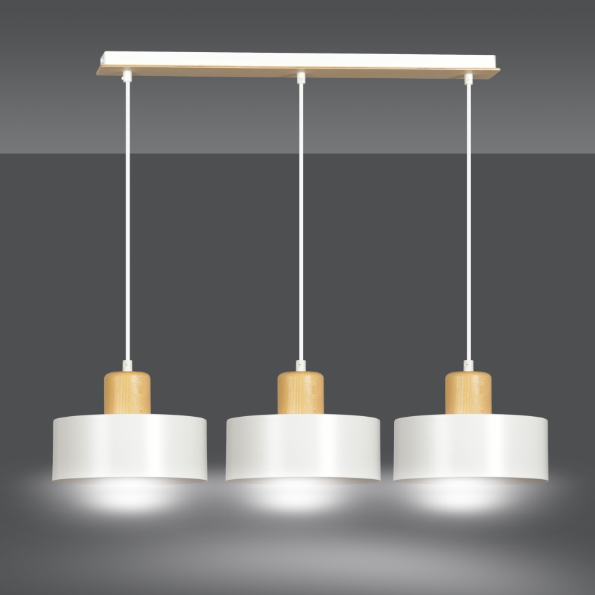 Lampadario a sospensione con filo TORIN 3xE27/15W/230V bianco
