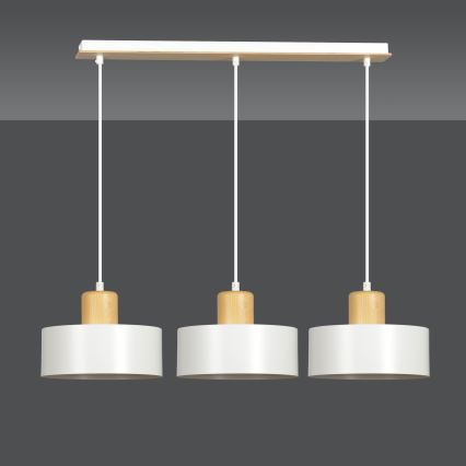 Lampadario a sospensione con filo TORIN 3xE27/15W/230V bianco