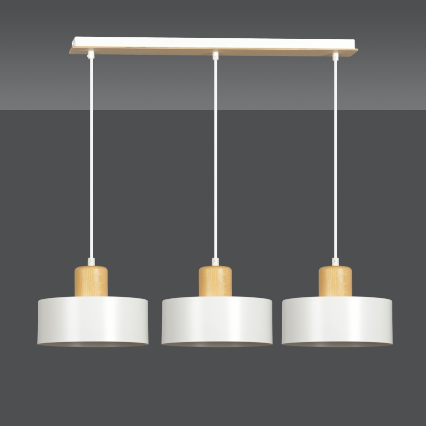Lampadario a sospensione con filo TORIN 3xE27/15W/230V bianco
