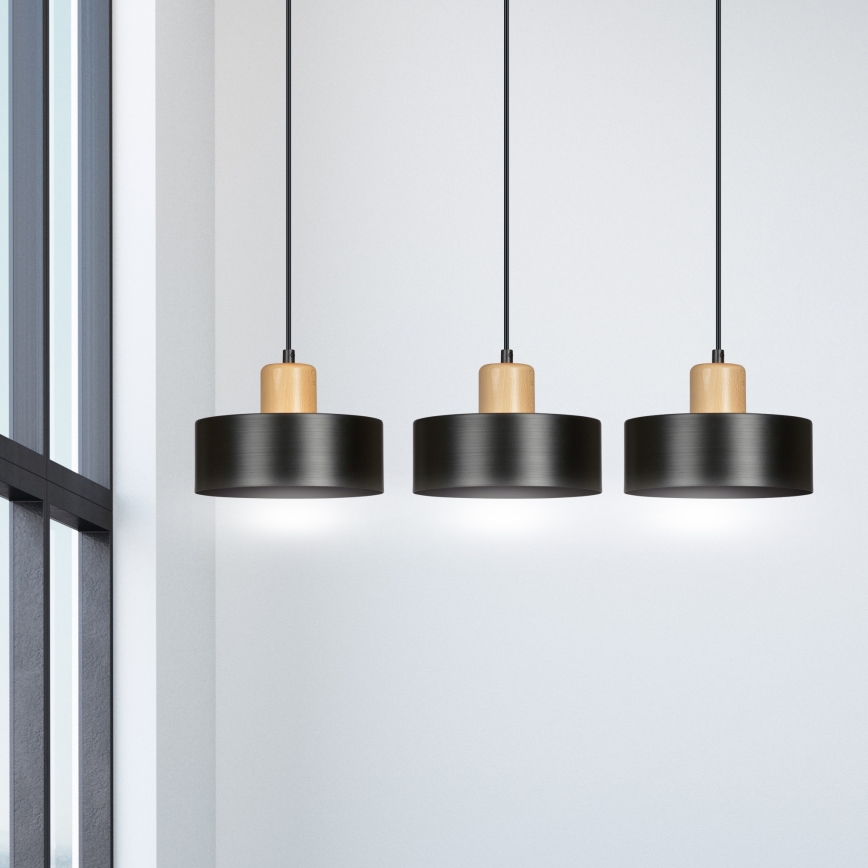 Lampadario a sospensione con filo TORIN 3xE27/15W/230V nero