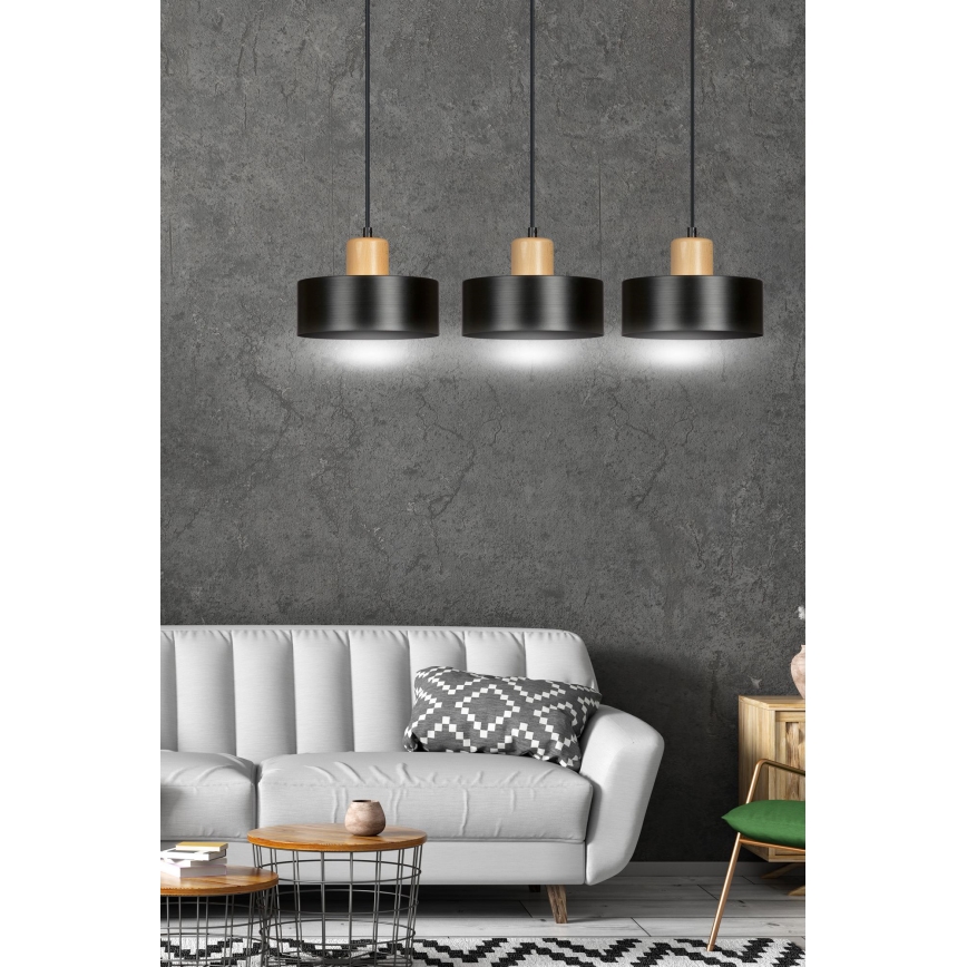 Lampadario a sospensione con filo TORIN 3xE27/15W/230V nero