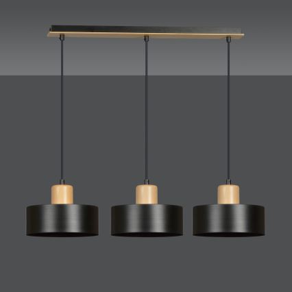Lampadario a sospensione con filo TORIN 3xE27/15W/230V nero