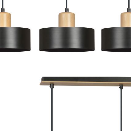 Lampadario a sospensione con filo TORIN 3xE27/15W/230V nero