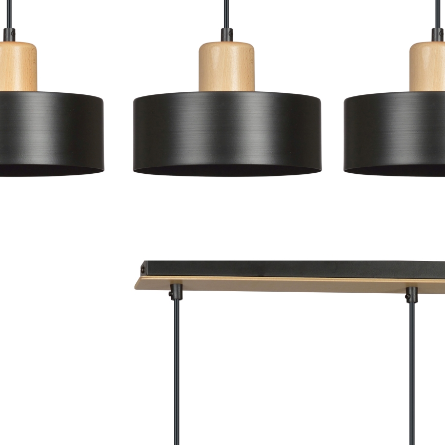 Lampadario a sospensione con filo TORIN 3xE27/15W/230V nero
