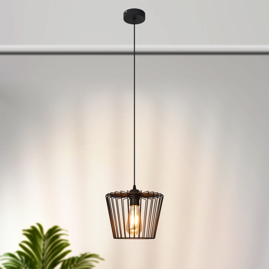 Lampadario a sospensione con filo TORRI 1xE27/15W/230V diametro 23 cm nero
