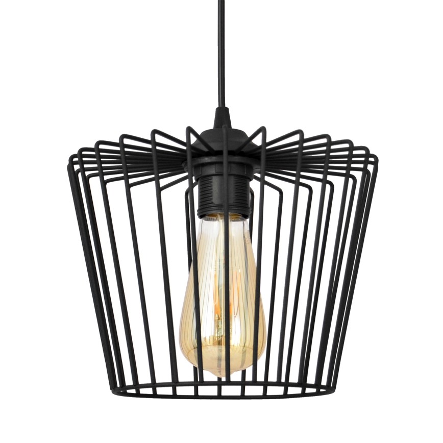 Lampadario a sospensione con filo TORRI 1xE27/15W/230V diametro 23 cm nero