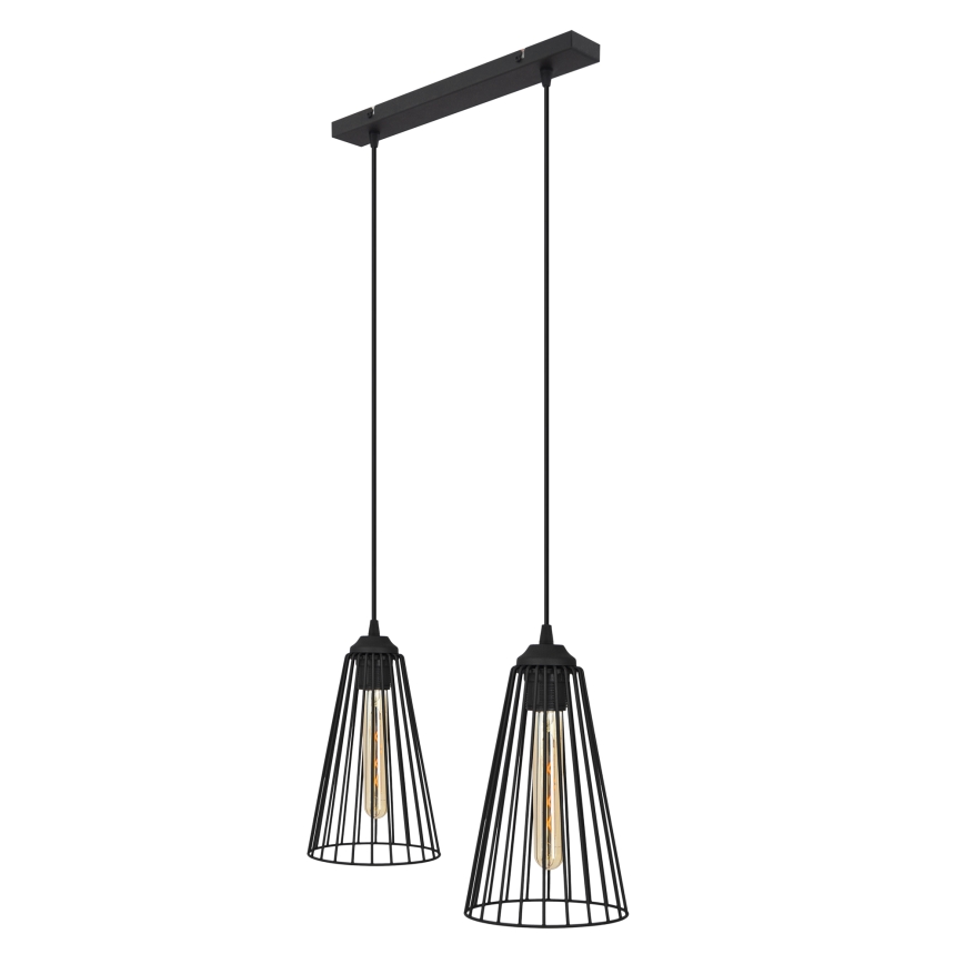 Lampadario a sospensione con filo TORRI 2xE27/15W/230V nero