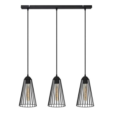 Lampadario a sospensione con filo TORRI 3xE27/15W/230V nero