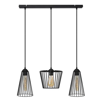 Lampadario a sospensione con filo TORRI 3xE27/15W/230V nero