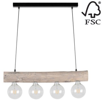 Lampadario a sospensione con filo TRABO 4xE27/60W/230V - certificato FSC