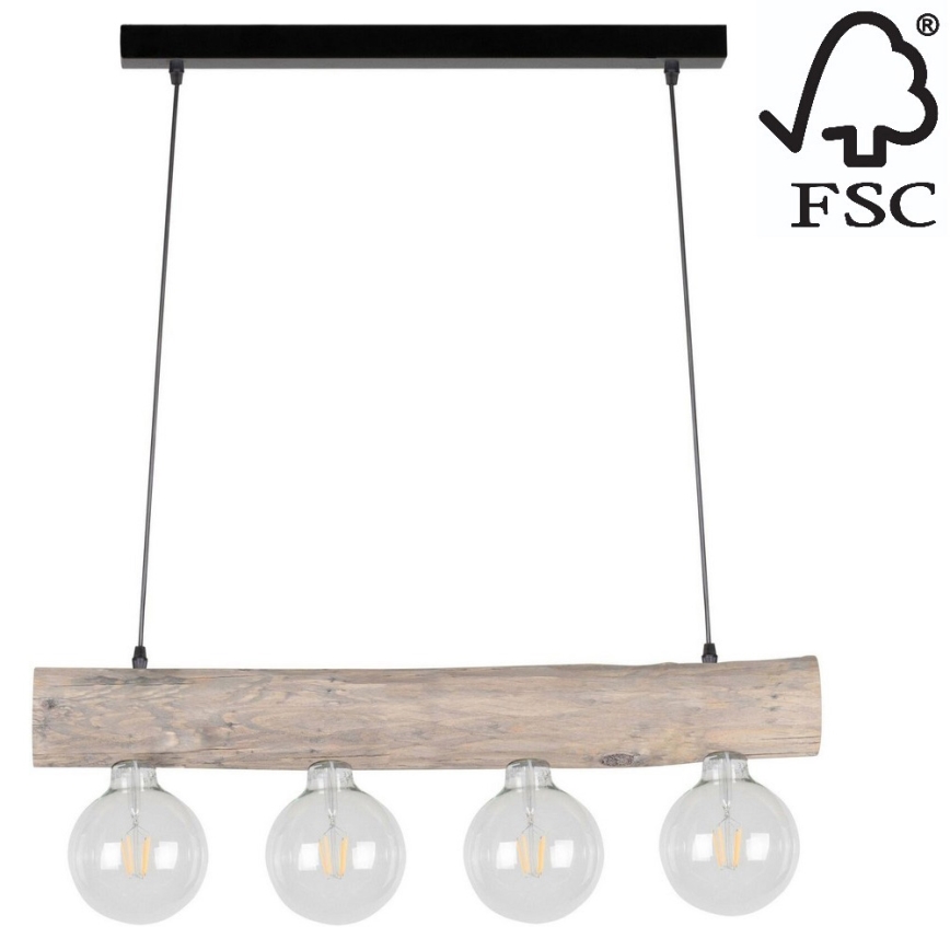 Lampadario a sospensione con filo TRABO 4xE27/60W/230V - certificato FSC