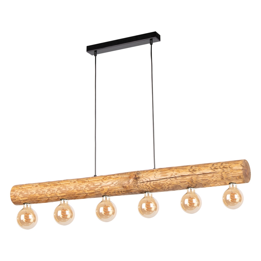 Lampadario a sospensione con filo TRABO 6xE27/25W/230V quercia