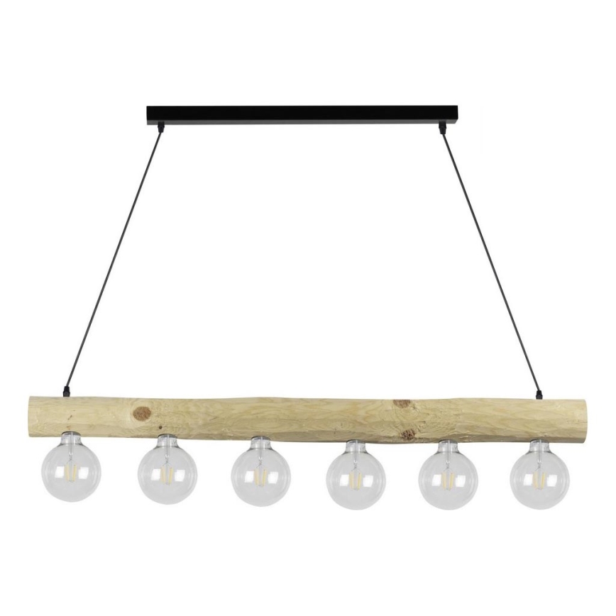 Lampadario a sospensione con filo TRABO 6xE27/60W/230V pino