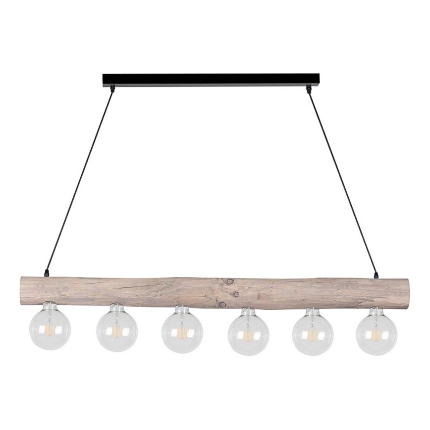 Lampadario a sospensione con filo TRABO 6xE27/60W/230V pino
