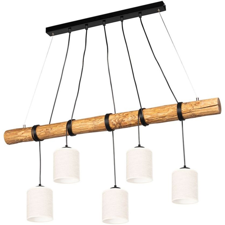 Lampadario a sospensione con filo TRENO 5xE27/25W/230V pino