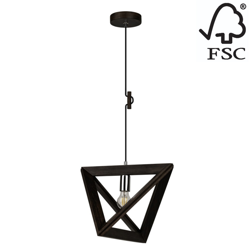 Lampadario a sospensione con filo TRIGONON 1xE27/60W/230V- certificato FSC