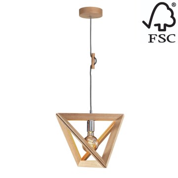 Lampadario a sospensione con filo TRIGONON 1xE27/60W/230V quercia opaco - certificato FSC