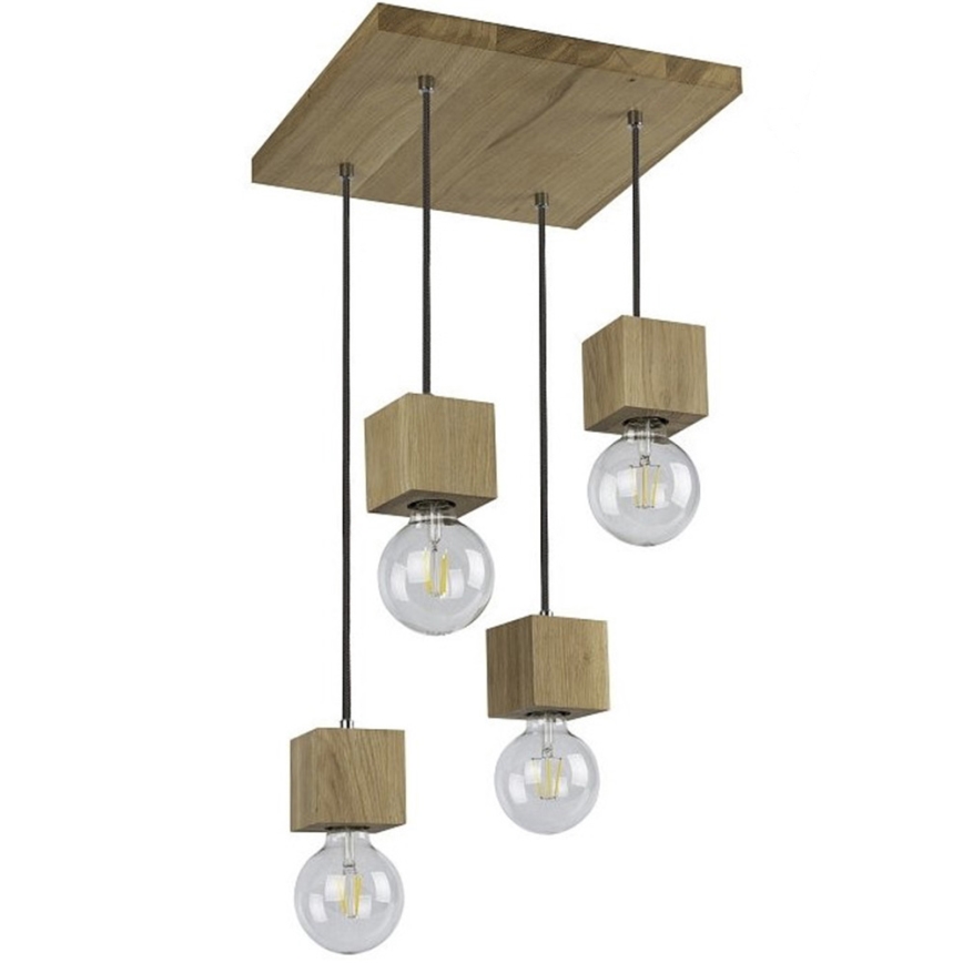 Lampadario a sospensione con filo TRONGO 4xE27/60W/230V quercia