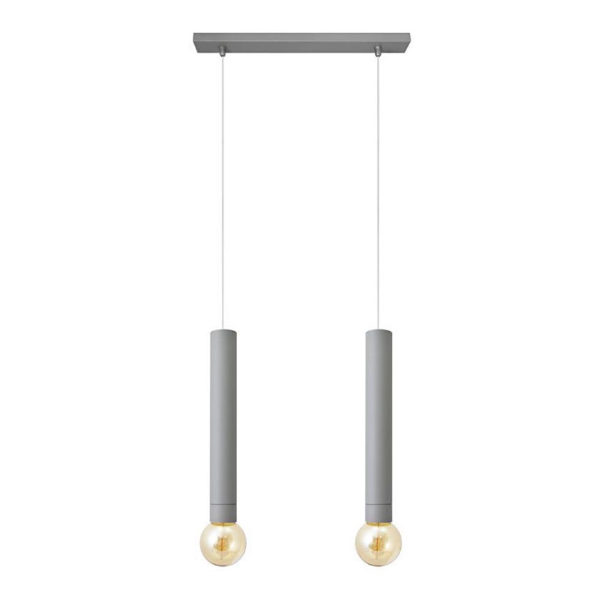 Lampadario a sospensione con filo TUBA 2xE27/15W/230V grigio