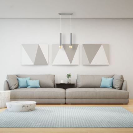 Lampadario a sospensione con filo TUBA 2xE27/15W/230V grigio