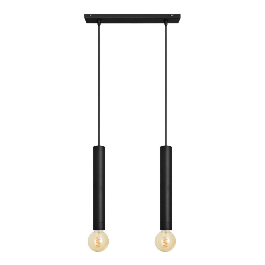 Lampadario a sospensione con filo TUBA 2xE27/15W/230V nero