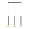 Lampadario a sospensione con filo TUBA 3xE27/15W/230V grigio