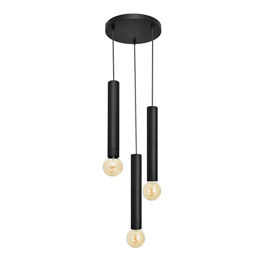 Lampadario a sospensione con filo TUBA 3xE27/15W/230V nero