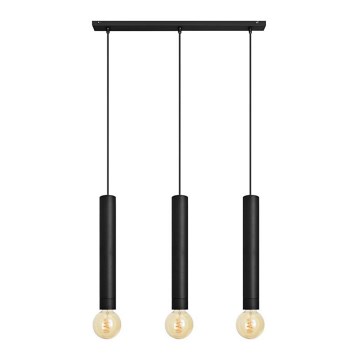 Lampadario a sospensione con filo TUBA 3xE27/15W/230V nero