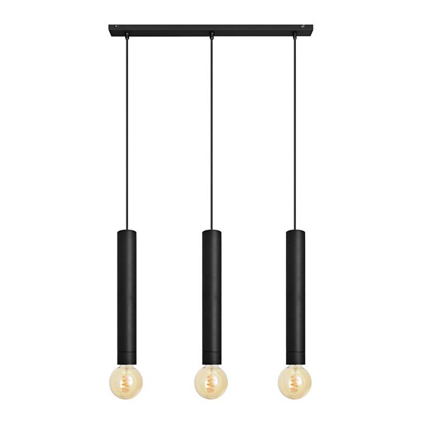 Lampadario a sospensione con filo TUBA 3xE27/15W/230V nero