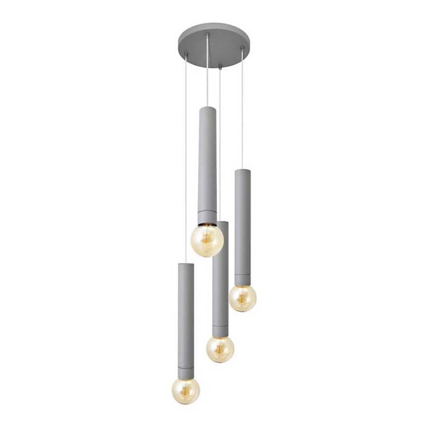 Lampadario a sospensione con filo TUBA 4xE27/15W/230V grigio