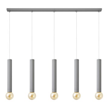 Lampadario a sospensione con filo TUBA 5xE27/15W/230V grigio