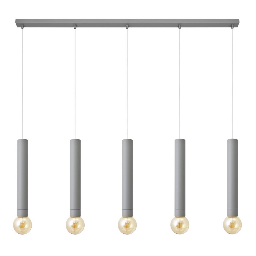 Lampadario a sospensione con filo TUBA 5xE27/15W/230V grigio