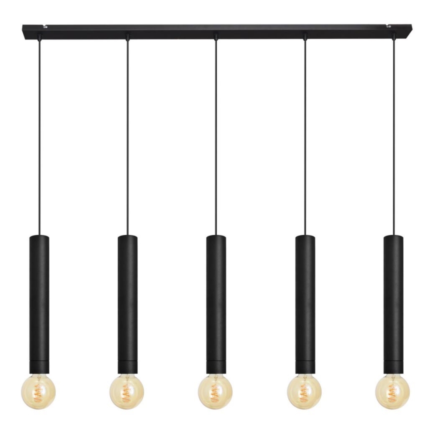 Lampadario a sospensione con filo TUBA 5xE27/15W/230V nero