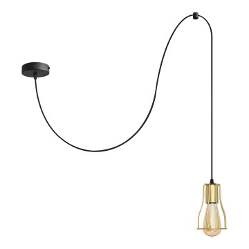 Lampadario a sospensione con filo TUBE 1xE27/15W/230V nero/oro