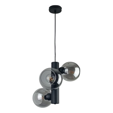 Lampadario a sospensione con filo TUBE 3xE27/60W/230V nero/fumé nero