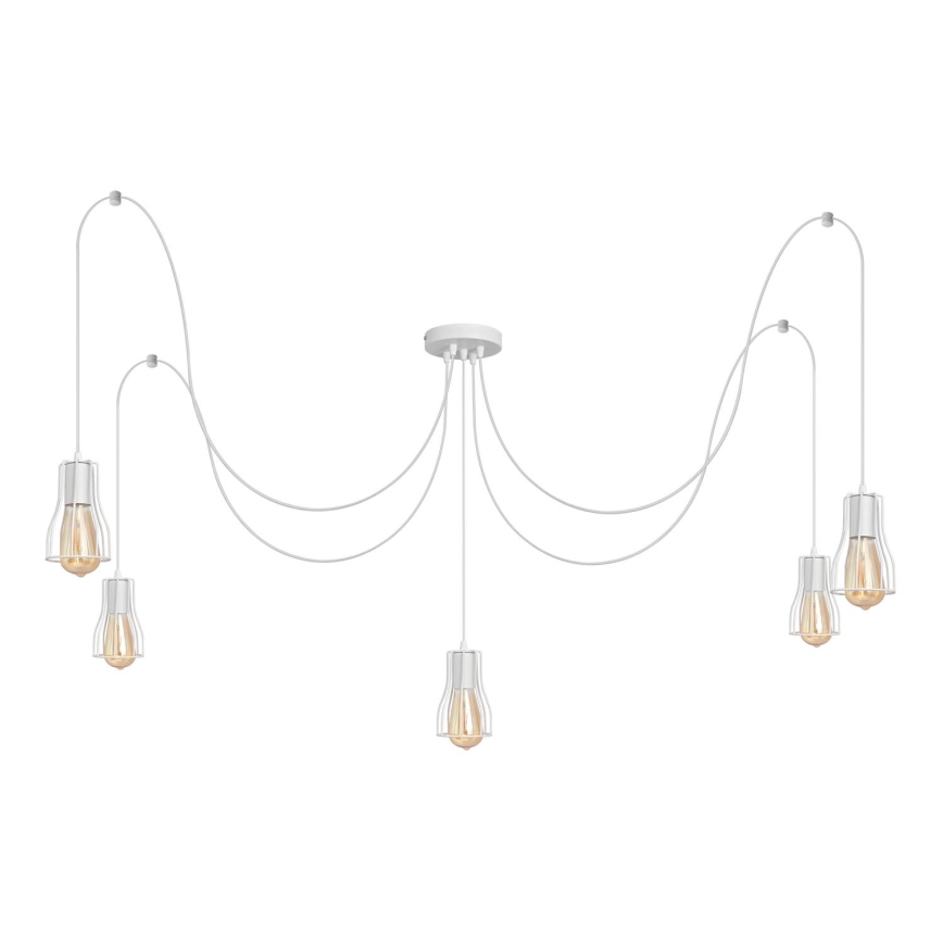 Lampadario a sospensione con filo TUBE 5xE27/15W/230V ragno bianco