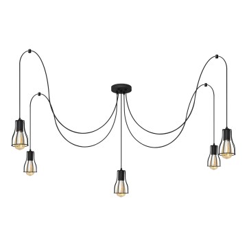 Lampadario a sospensione con filo TUBE 5xE27/15W/230V ragno nero