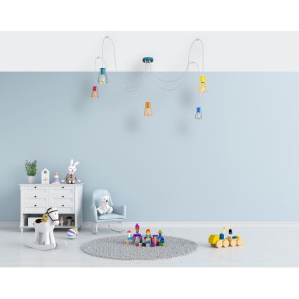 Lampadario a sospensione con filo TUBE 5xE27/20W/230V ragno