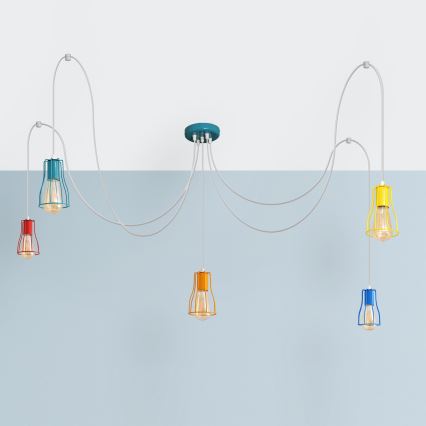 Lampadario a sospensione con filo TUBE 5xE27/20W/230V ragno