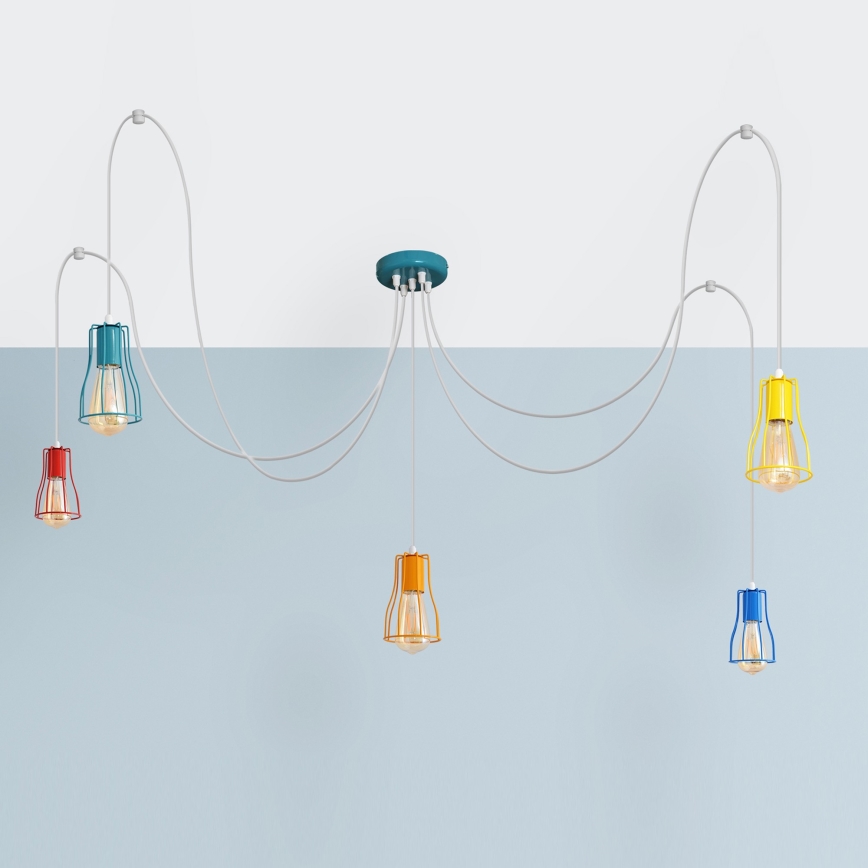 Lampadario a sospensione con filo TUBE 5xE27/20W/230V ragno