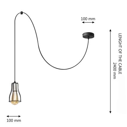 Lampadario a sospensione con filo TUBE LONG 1xE27/15W/230V nero/cromo lucido