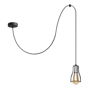Lampadario a sospensione con filo TUBE LONG 1xE27/15W/230V nero/cromo lucido