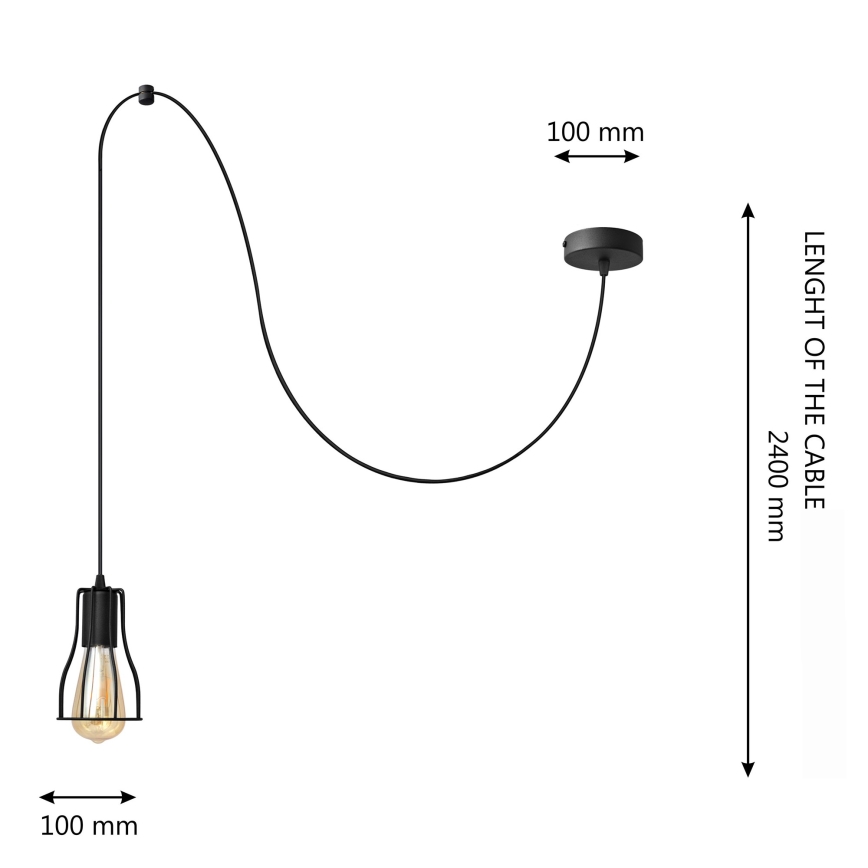 Lampadario a sospensione con filo TUBE LONG 1xE27/15W/230V nero
