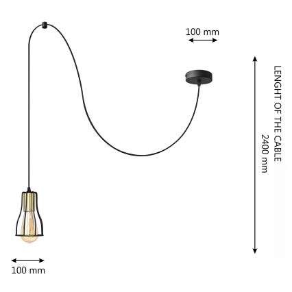 Lampadario a sospensione con filo TUBE LONG 1xE27/15W/230V nero/oro