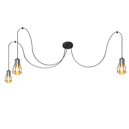 Lampadario a sospensione con filo TUBE LONG 3xE27/15W/230V nero/cromo lucido